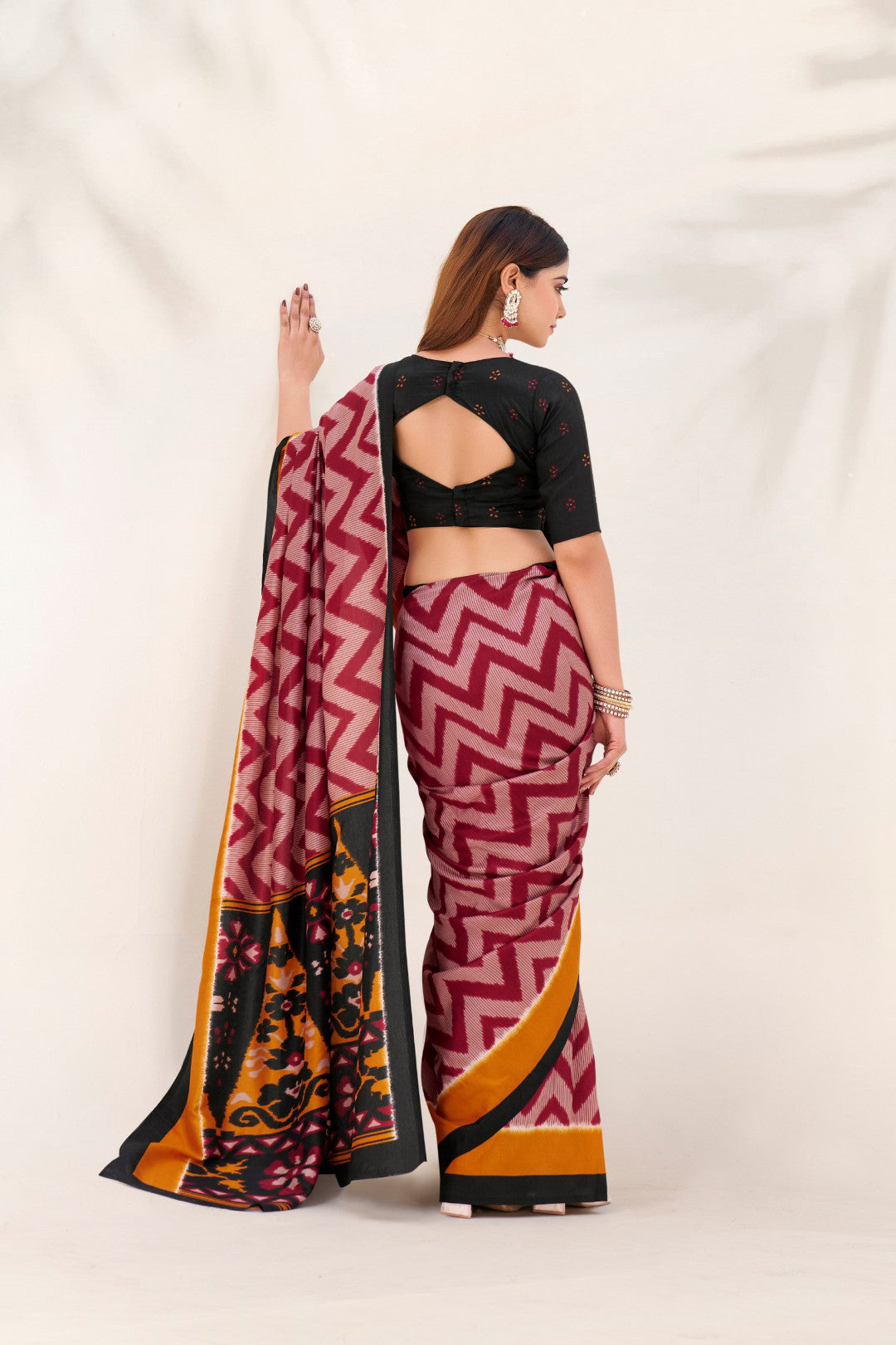 Multi Color Soft Tussar Silk Saree With Printed Work & Lace Border | Festive Ethnic Wear – JaipurSaaj
