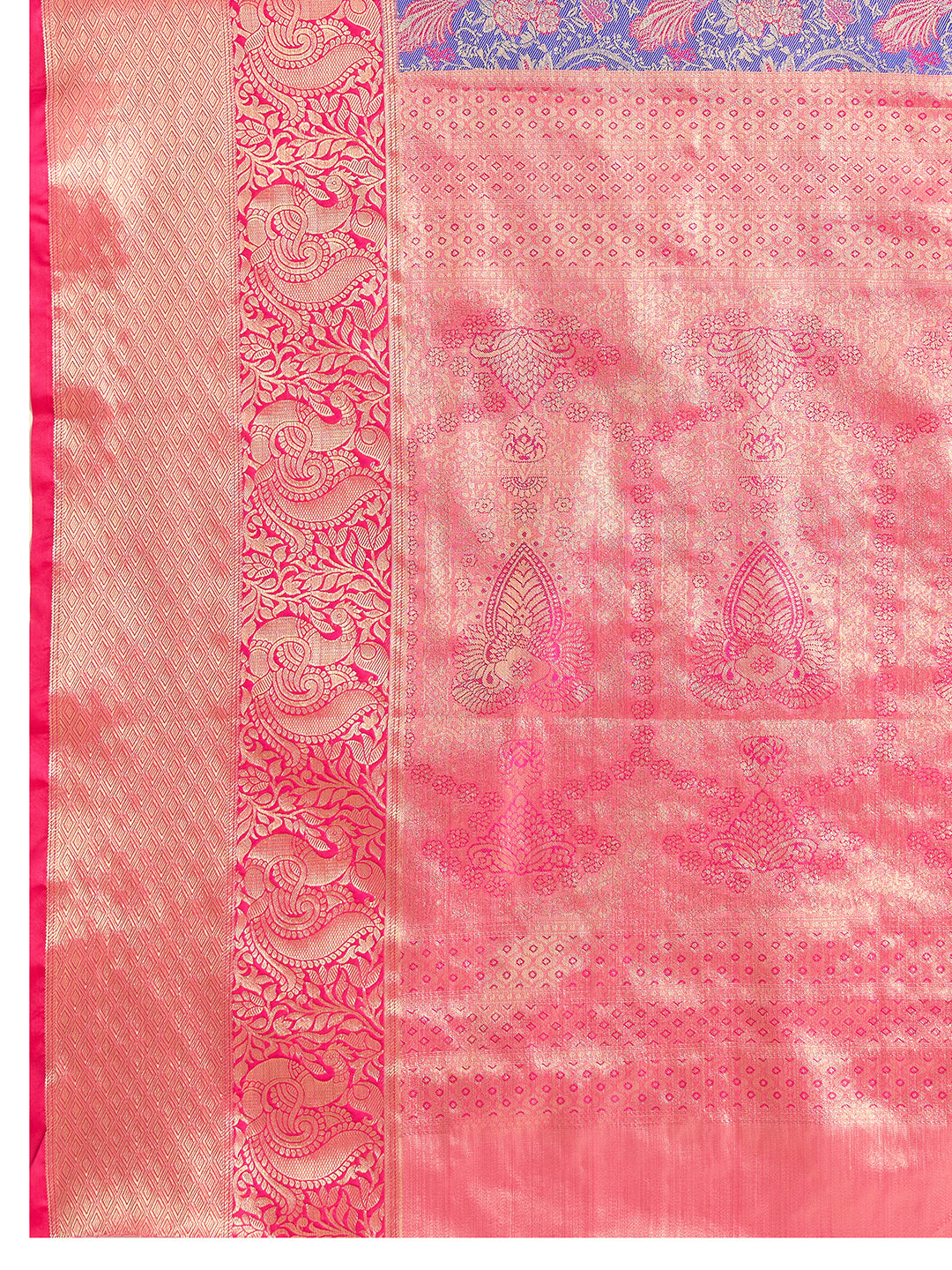 Blue Kanjivaram Silk Saree with Zari Weaving Work & Big Border | Bridal Wedding Wear – JaipurSaaj