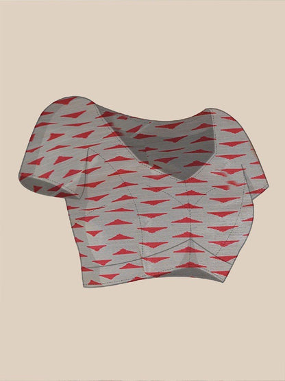 White Georgette Saree With Printed And Mirror Work With Arco Border