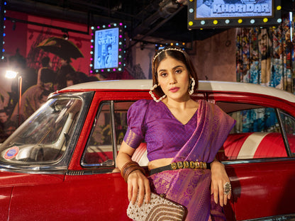 Purple Soft Silk Saree With Zari Weaving Work | Party & Wedding Wear – JaipurSaaj