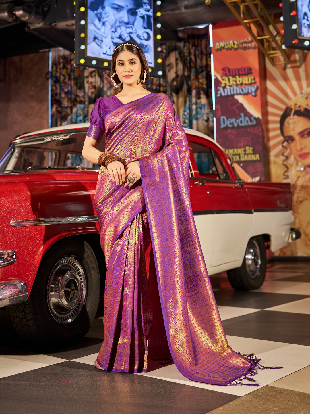 Purple Soft Silk Saree With Zari Weaving Work | Party & Wedding Wear – JaipurSaaj