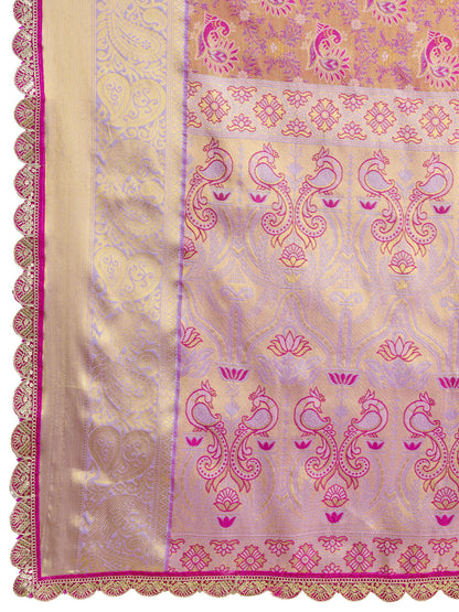 Pink Kanjivaram Silk Saree With Zari Weaving Work | Bridal Wedding Wear – JaipurSaaj