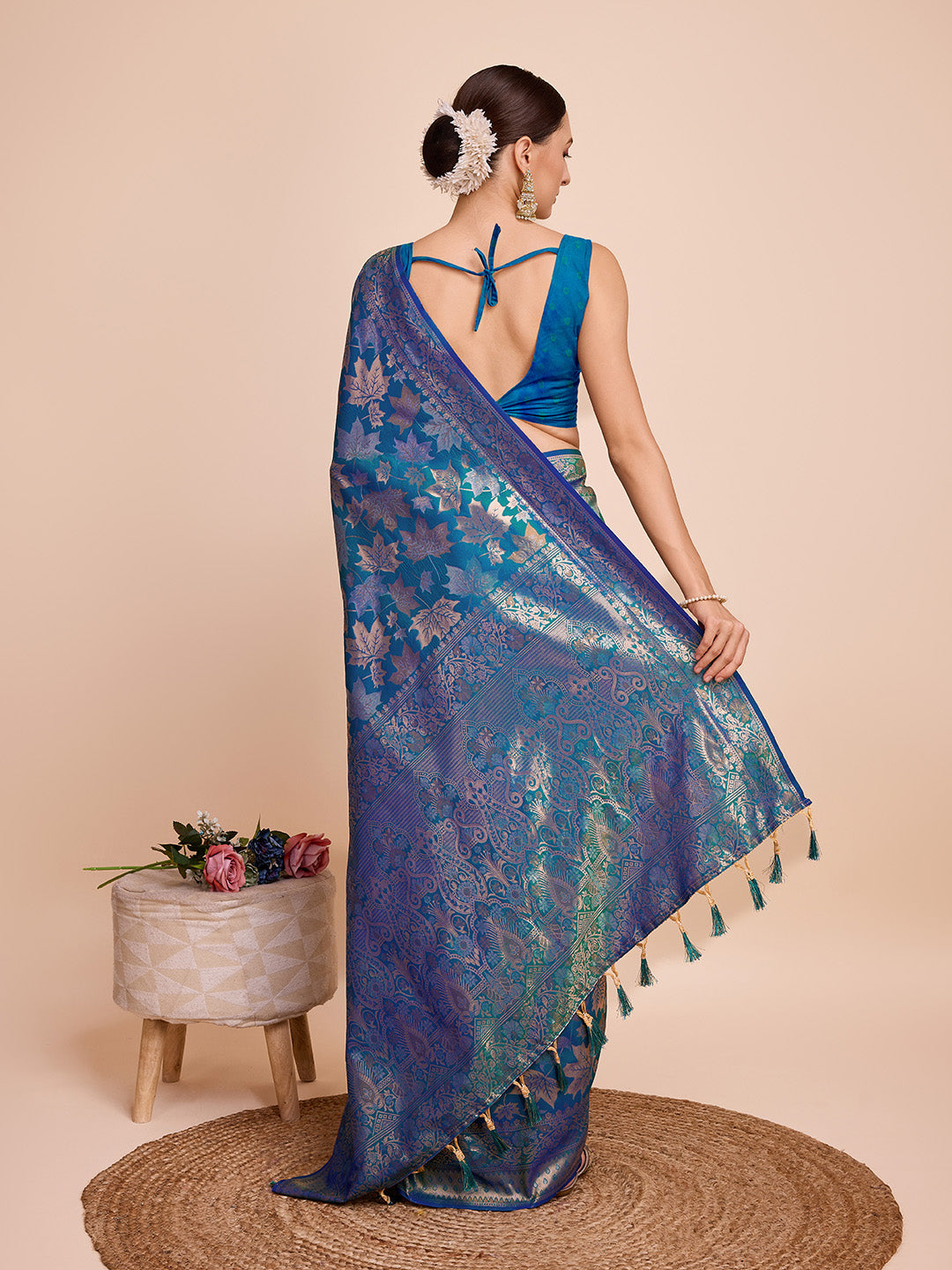 Golden & Copper Zari Weaving With Firoji Soft Silk Banarasi Saree | Party & Wedding Wear - JaipurSaaj