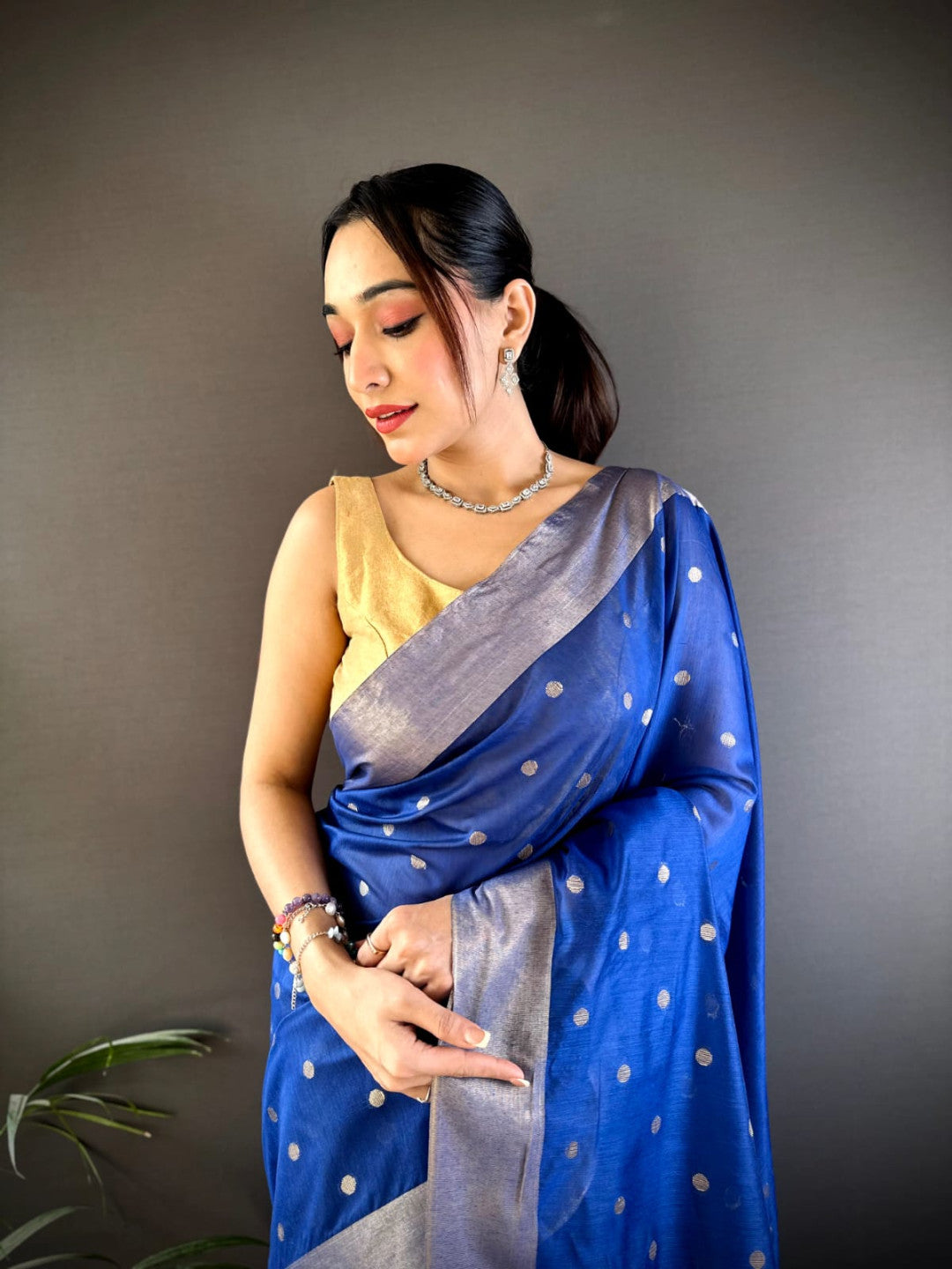 Royal Blue Soft Cotton Silk Saree With Zari Woven Work | Wedding & Party Wear – JaipurSaaj