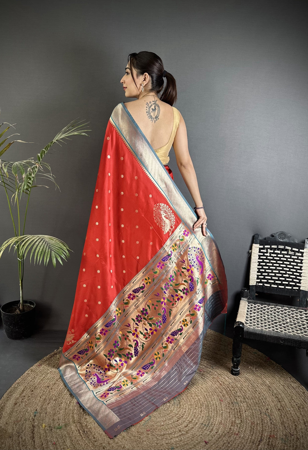 Red Premium Paithani Lichi Silk Saree With Zari Weaving Work | Festive & Wedding Wear – JaipurSaaj