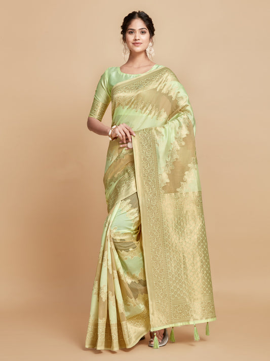 Light Pista Green Soft Linen Silk Saree With Zari Weaving Work | Wedding & Festive Wear – JaipurSaaj