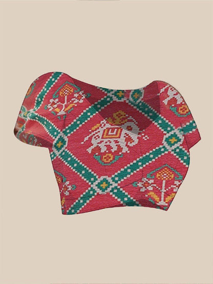 Red Georgette Saree With Printed And Mirror Work With Arco Border