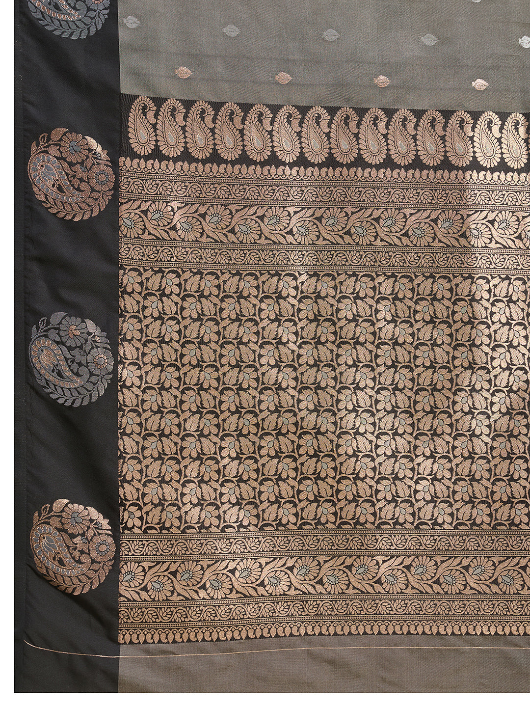 Gray Soft Silk Saree With Silver Banarasi Zari Weaving Work | Festive Wear – JaipurSaaj
