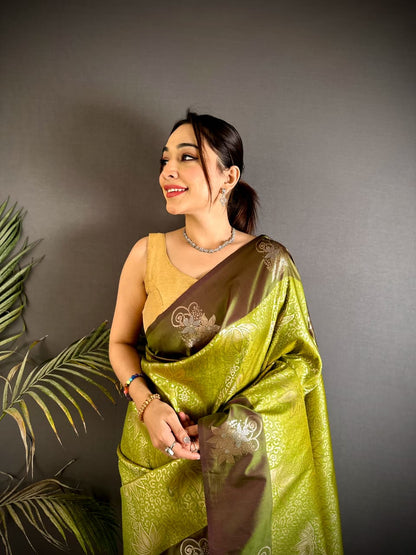 Parrot Green Premium Soft Silk Saree With Zari Weaving Work | Wedding & Festive Wear – JaipurSaaj