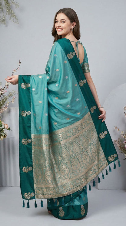 Sea Green Premium Banarasi Soft Silk Saree With Zari Weaving Work | Wedding & Festive Wear – JaipurSaaj