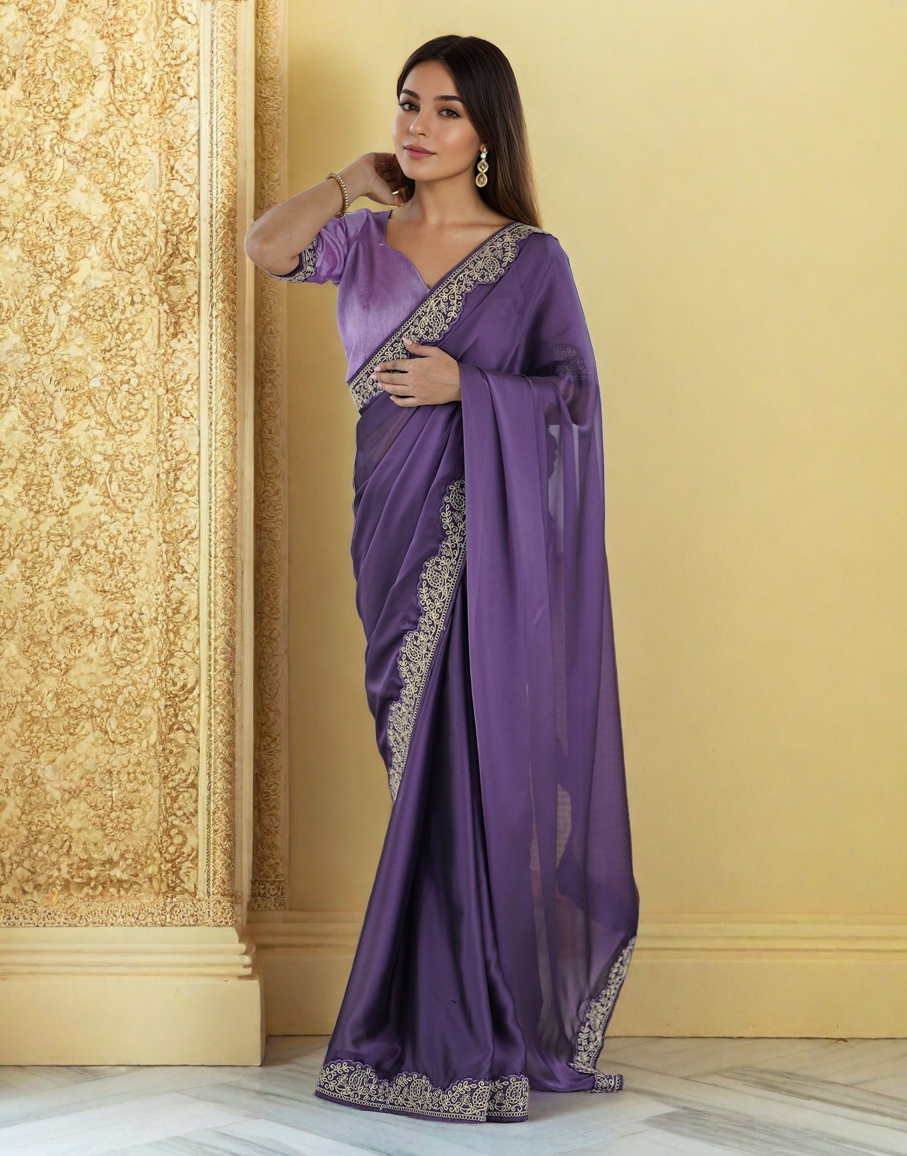 Lavender Fancy Rangoli Silk Saree Coding Work