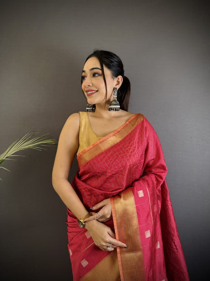 Pink Soft Cotton Silk Saree With Zari Weaving Work | Lightweight Ethnic Wear – JaipurSaaj