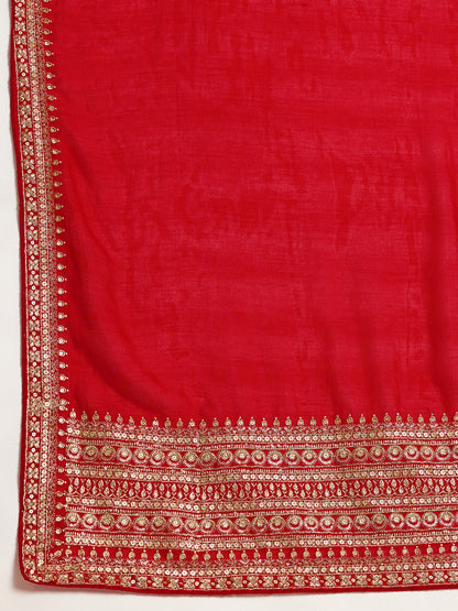 Red Soft Vichitra Silk Saree With Embroidery Work | Bridal Wedding & Festive Wear – JaipurSaaj