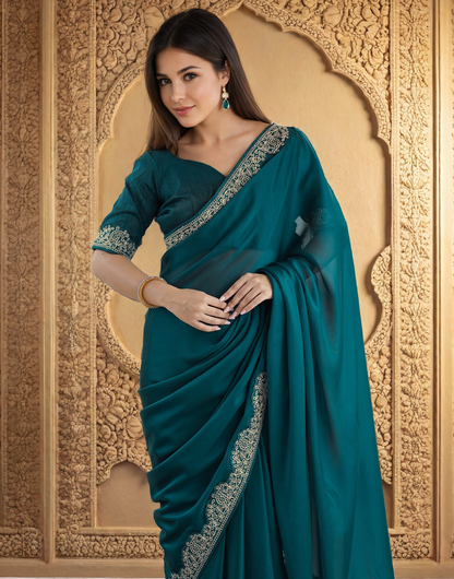 Rama Green Fancy Rangoli Silk Saree Coding Work
