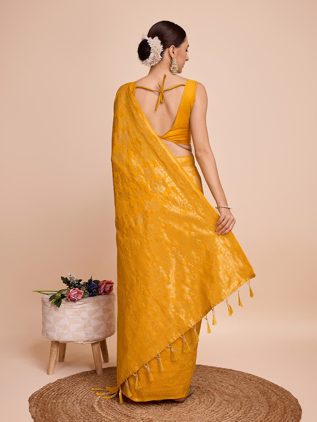 Golden & Copper Zari Weaving With Yellow Soft Silk Banarasi Saree | Party & Wedding Wear - JaipurSaaj