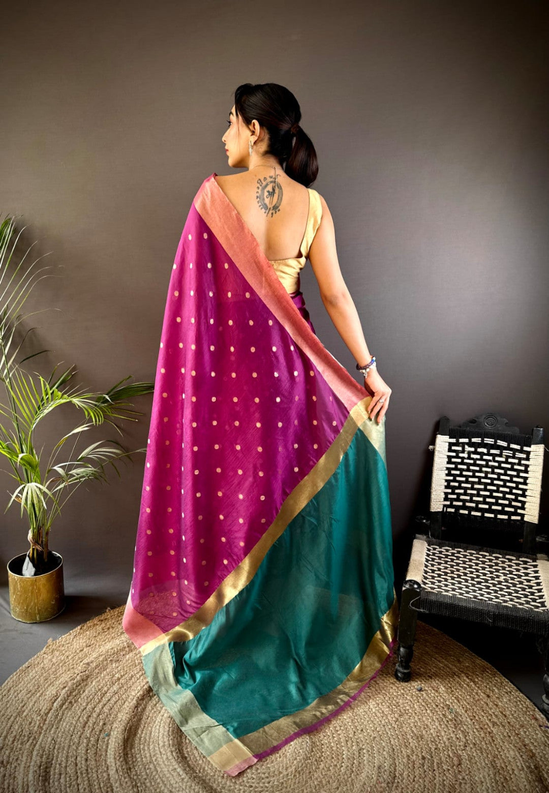 Magenta Soft Cotton Silk Saree With Zari Woven Work | Wedding & Party Wear – JaipurSaaj