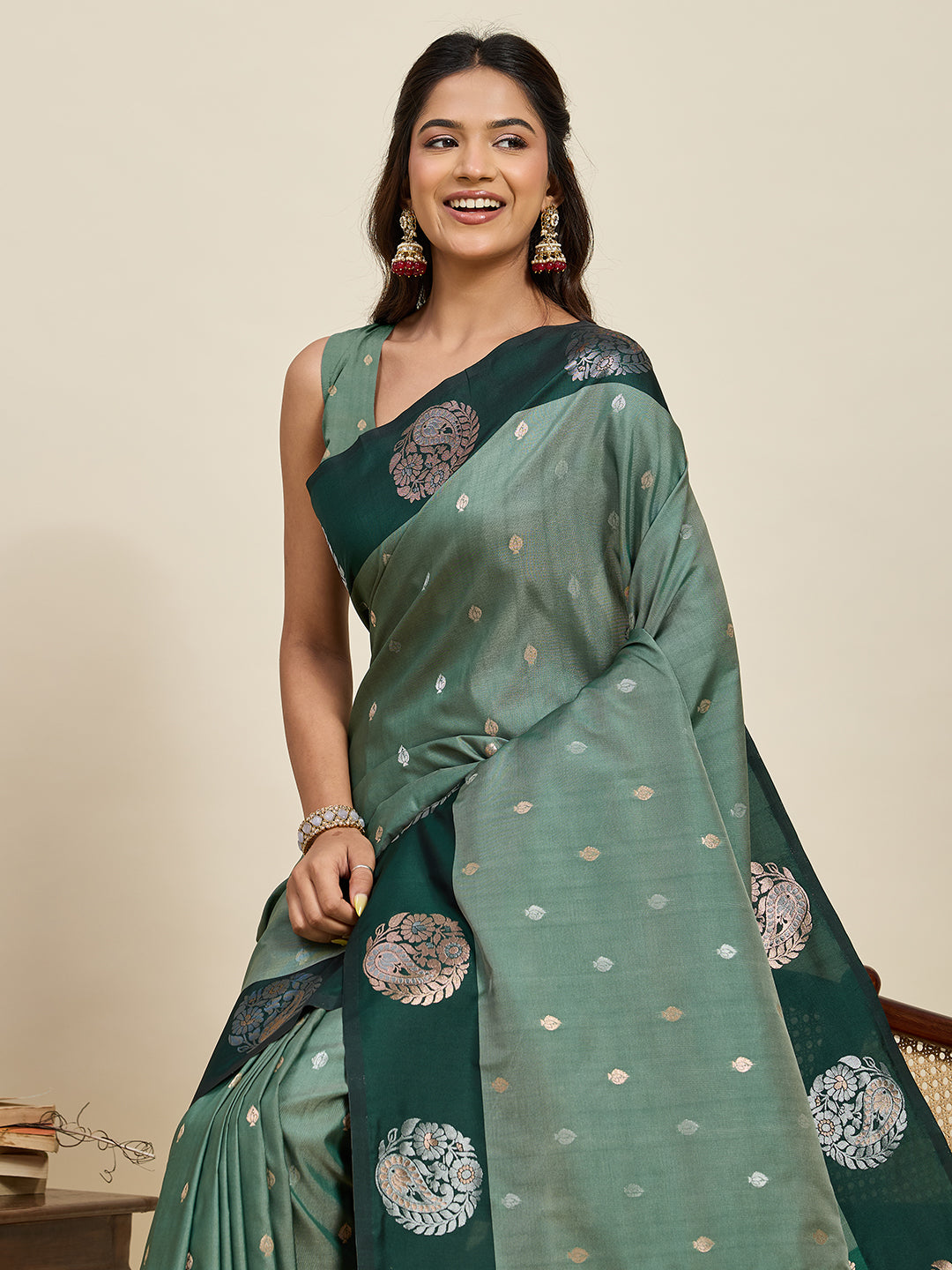 Pista Green Soft Silk Saree With Silver Banarasi Zari Weaving Work | Festive Wear – JaipurSaaj
