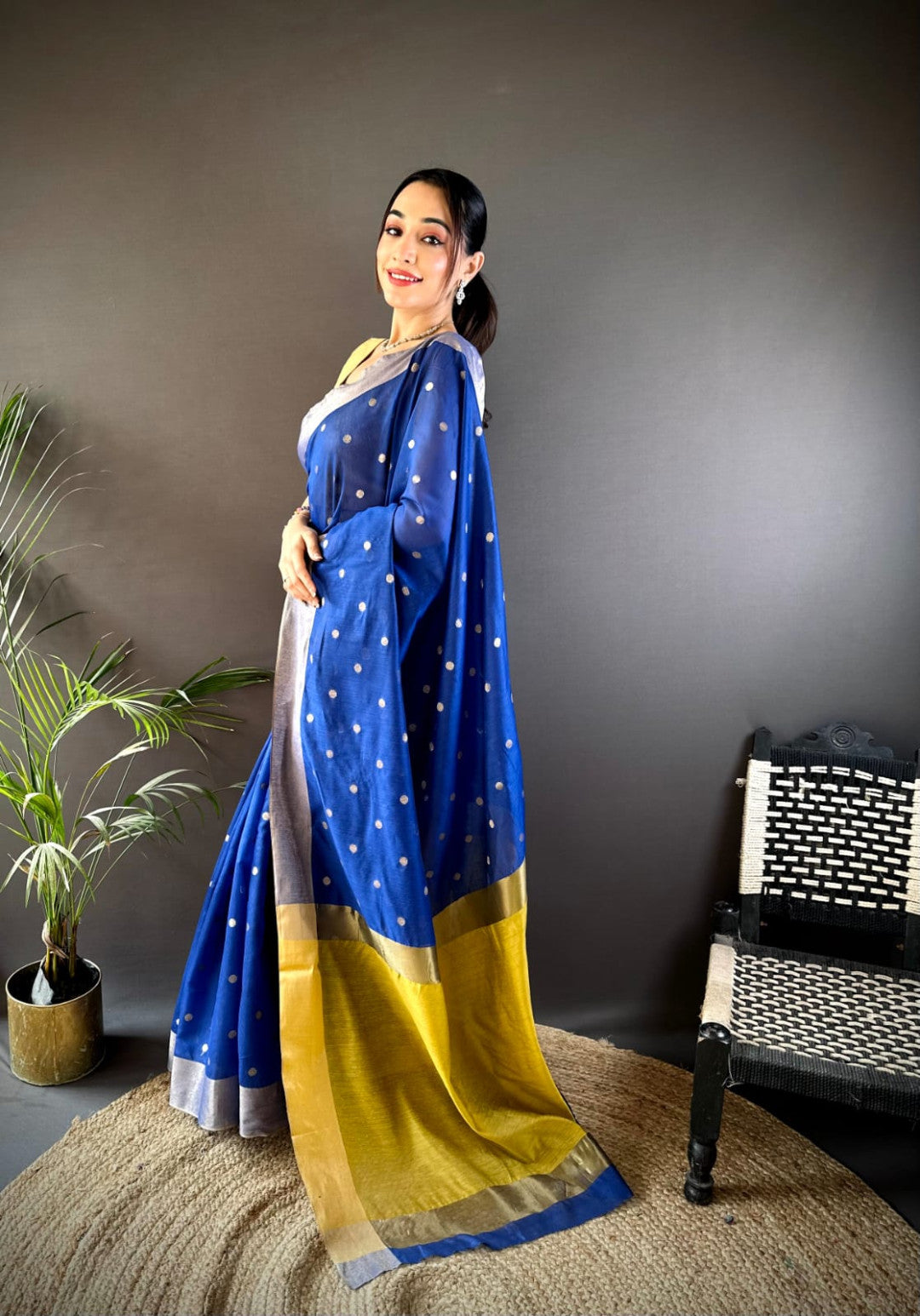 Royal Blue Soft Cotton Silk Saree With Zari Woven Work | Wedding & Party Wear – JaipurSaaj