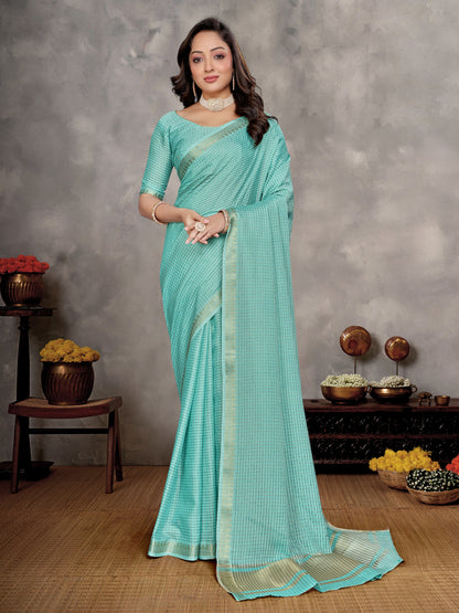 Sea Green Soft Linen Silk Saree With Zari Weaving Work | Elegant Party Wear – JaipurSaaj