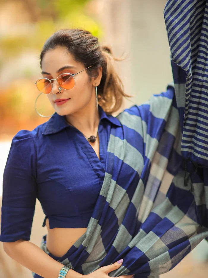 Multi Color Office Wear Khadi Cotton Saree