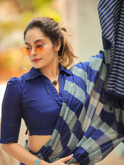 Multi Color Office Wear Khadi Cotton Saree