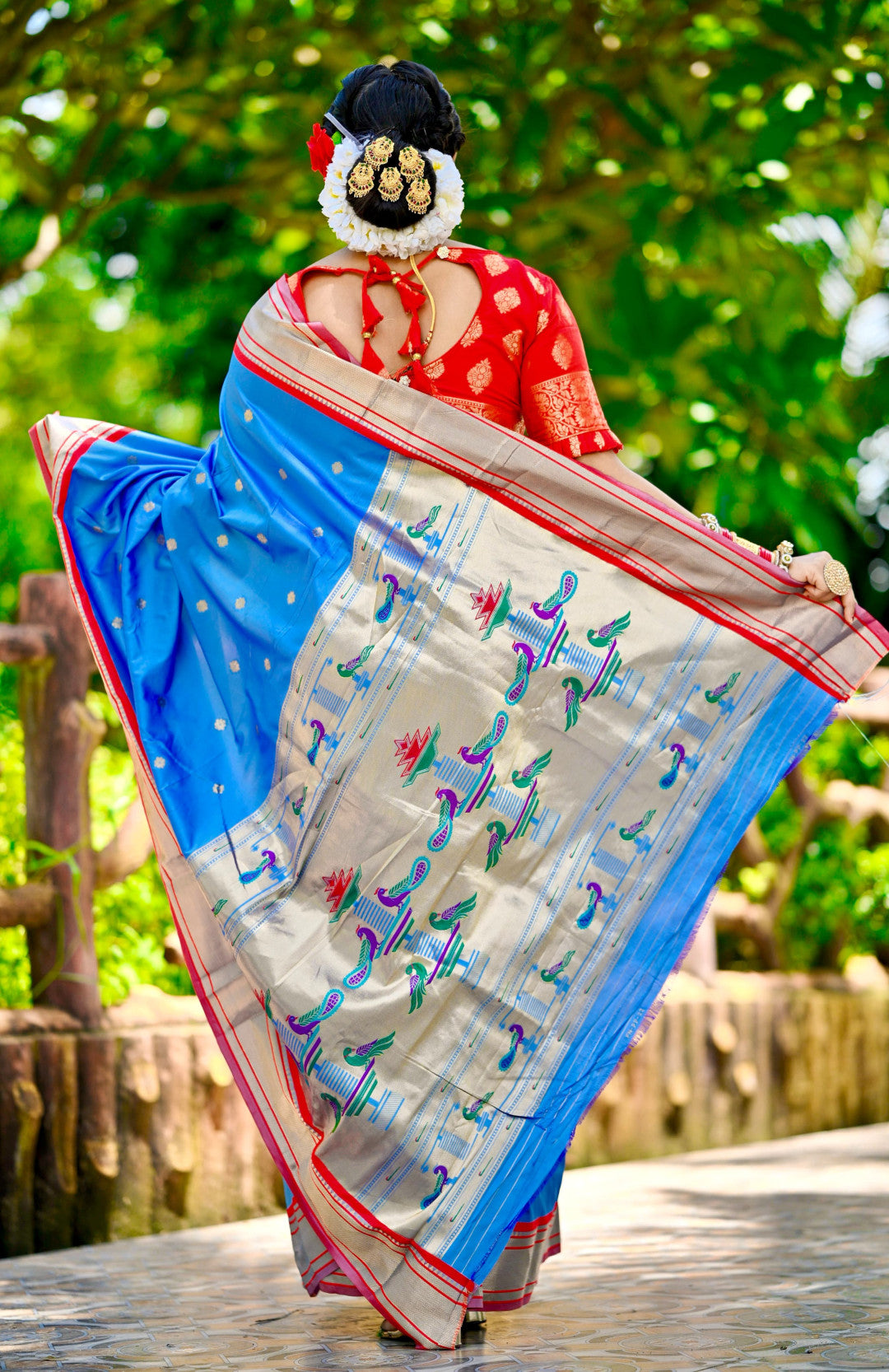 Sky Blue Paithani Silk Saree With Zari Weaving Work | Bridal Wedding Wear – JaipurSaaj