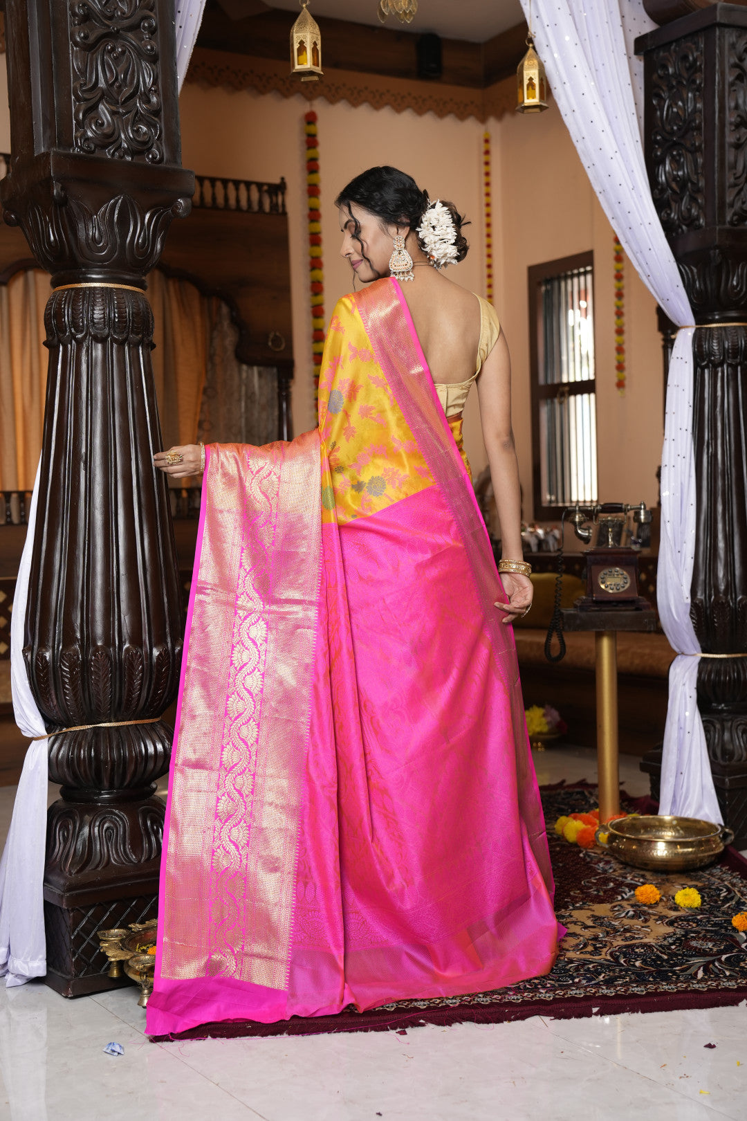 Yellow Soft Cotton Saree With Woven Design | Traditional Festive Ethnic Wear – JaipurSaaj