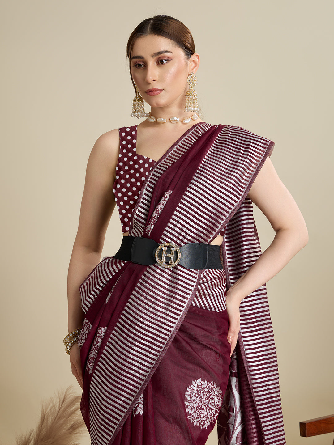 Maroon Color Soft Silk Saree With Weaving Work Lining Border