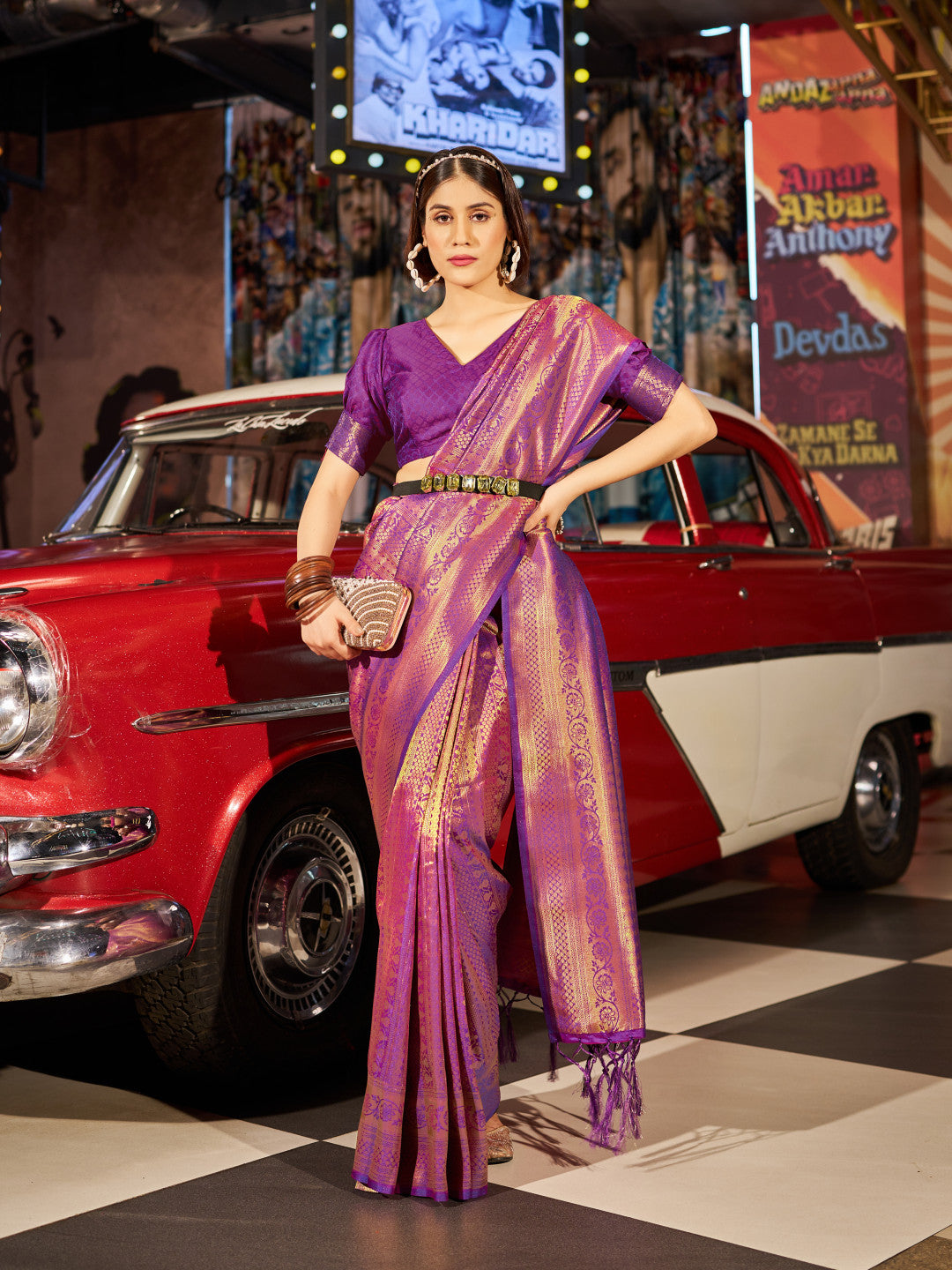 Purple Soft Silk Saree With Zari Weaving Work | Party & Wedding Wear – JaipurSaaj
