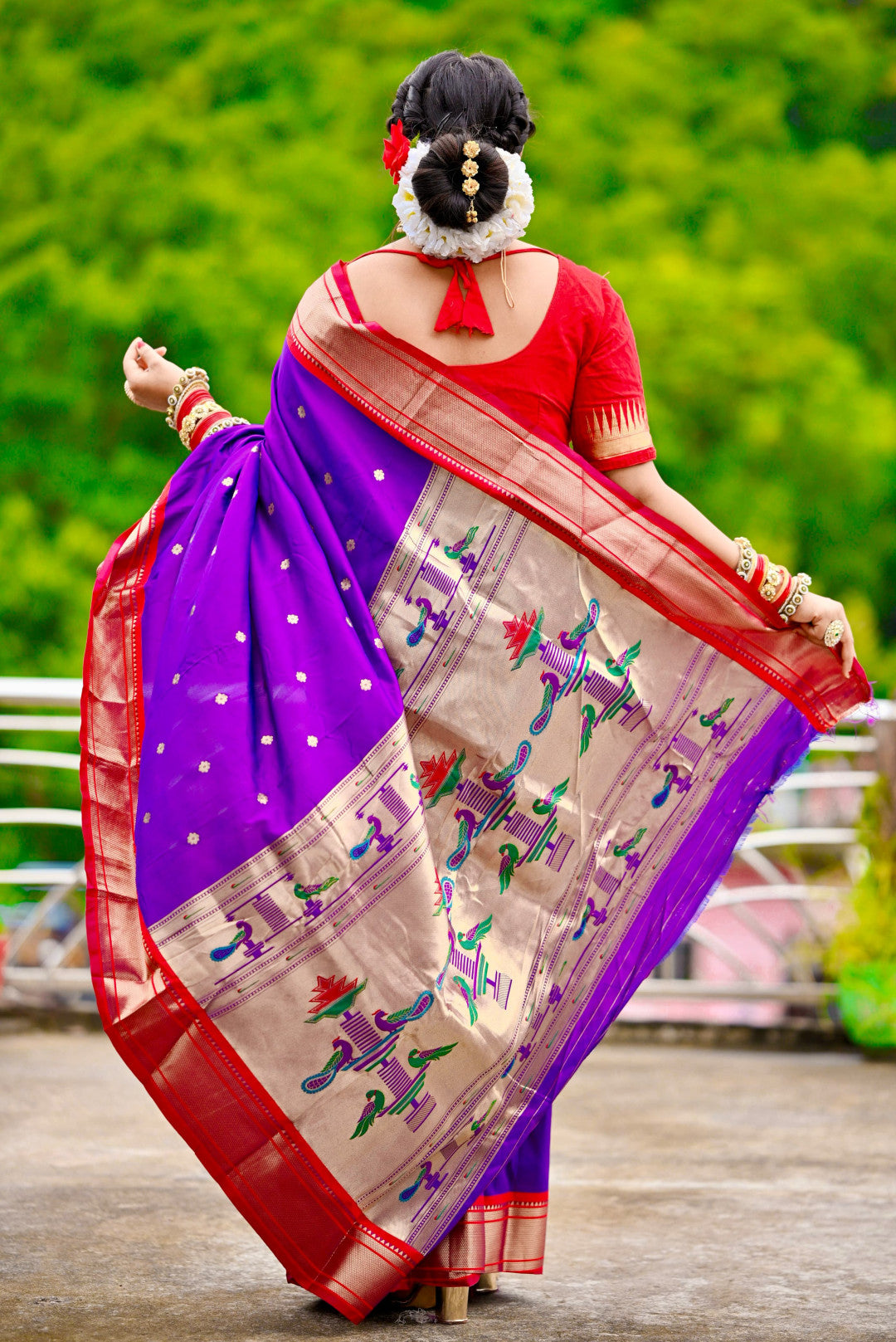 Violet Paithani Silk Saree With Zari Weaving Work | Bridal Wedding Wear – JaipurSaaj