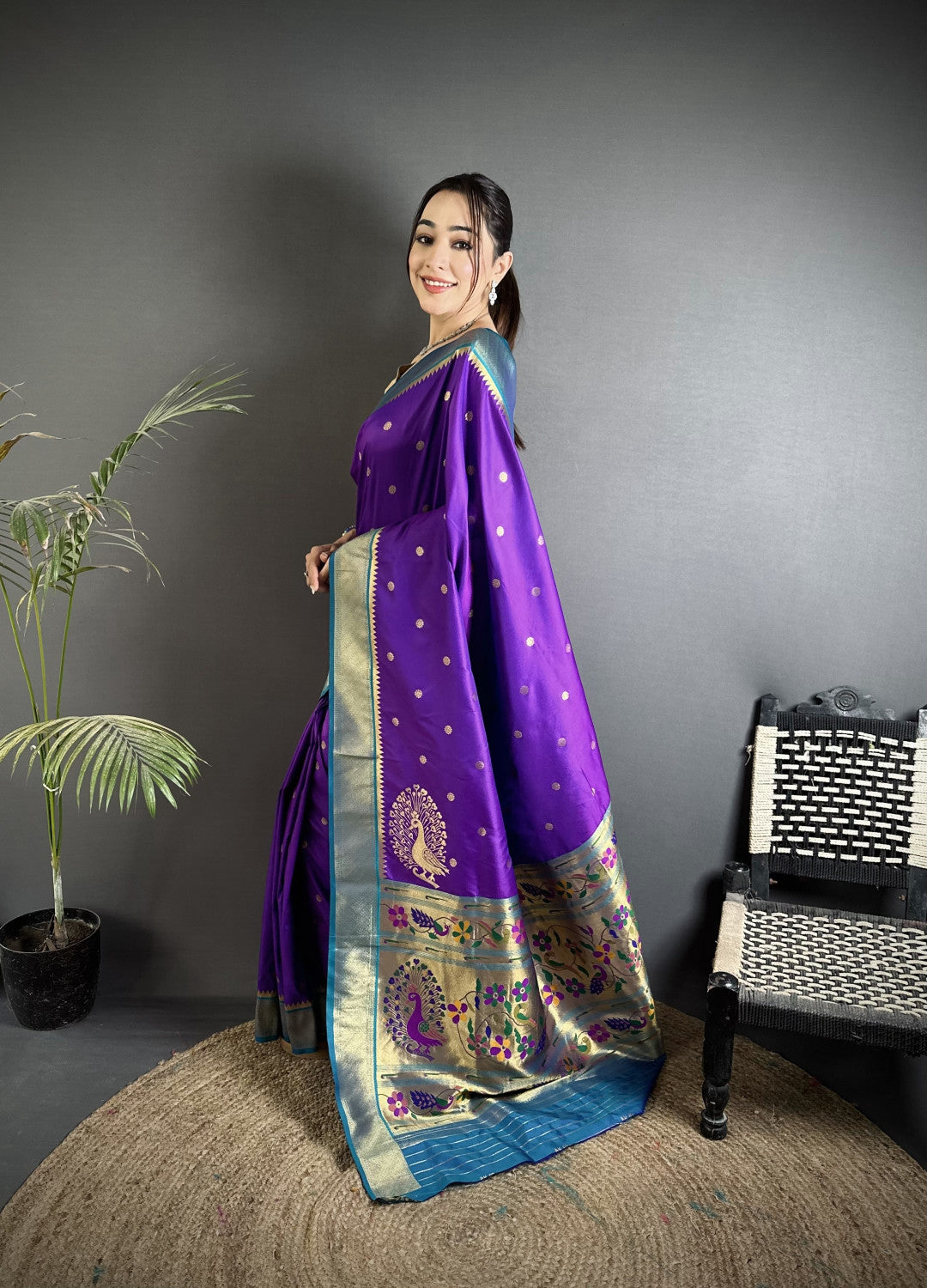 Purple Paithani Lichi Silk Saree With Zari Weaving Work | Festive & Wedding Wear – JaipurSaaj