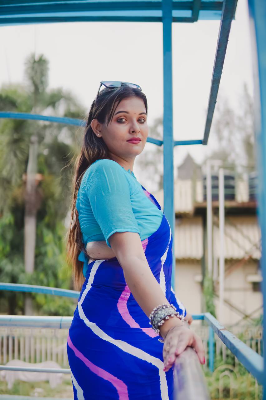 Royal Blue Soft Chinon Silk Saree With Shibori Printed Work | Casual & Festive Wear – JaipurSaaj
