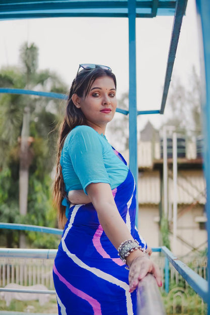 Royal Blue Soft Chinon Silk Saree With Shibori Printed Work | Casual & Festive Wear – JaipurSaaj