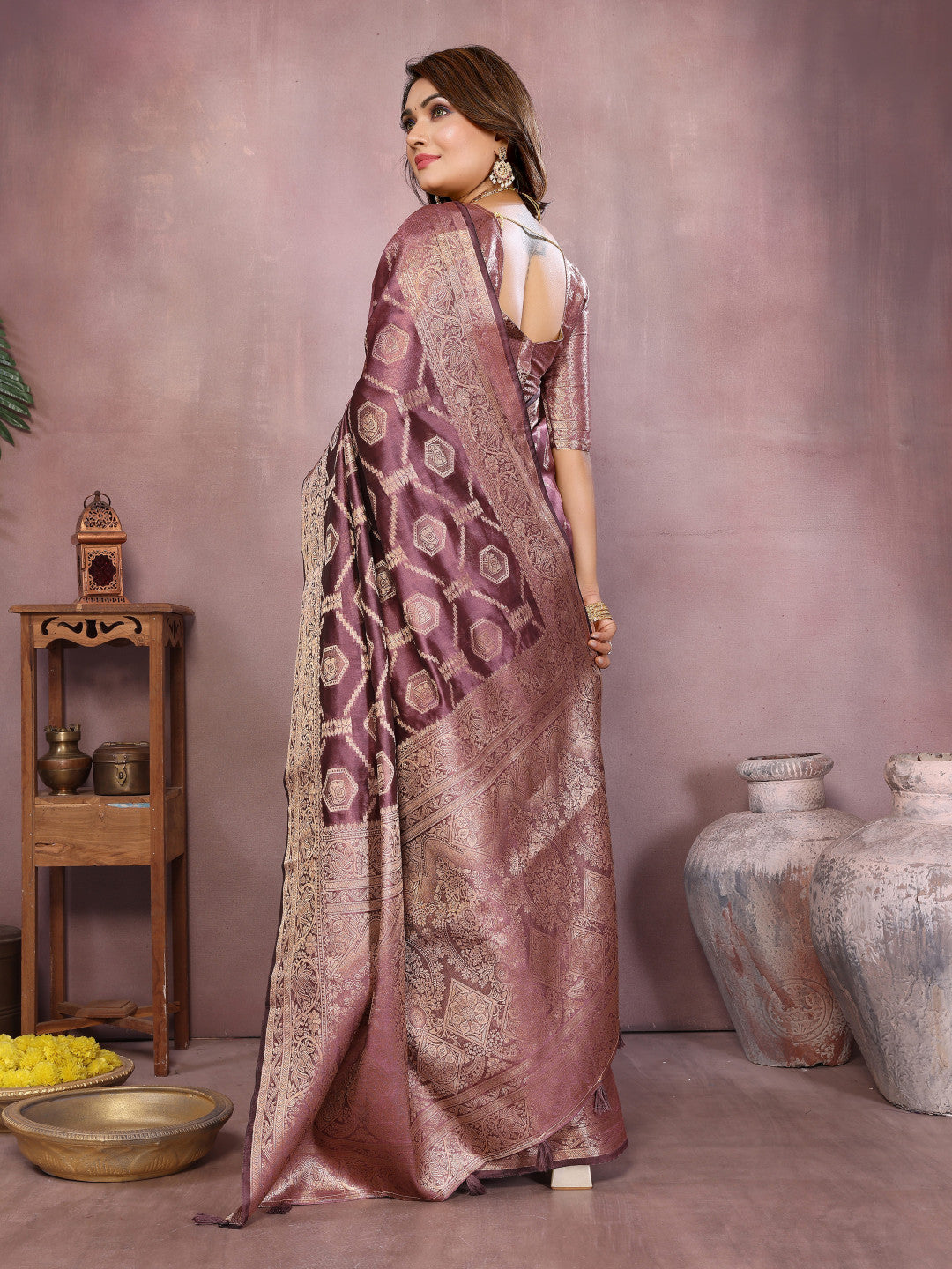 Magenta Organza Silk Banarasi Saree With Zari Weaving Work | Bridal Wedding & Festive Wear – JaipurSaaj