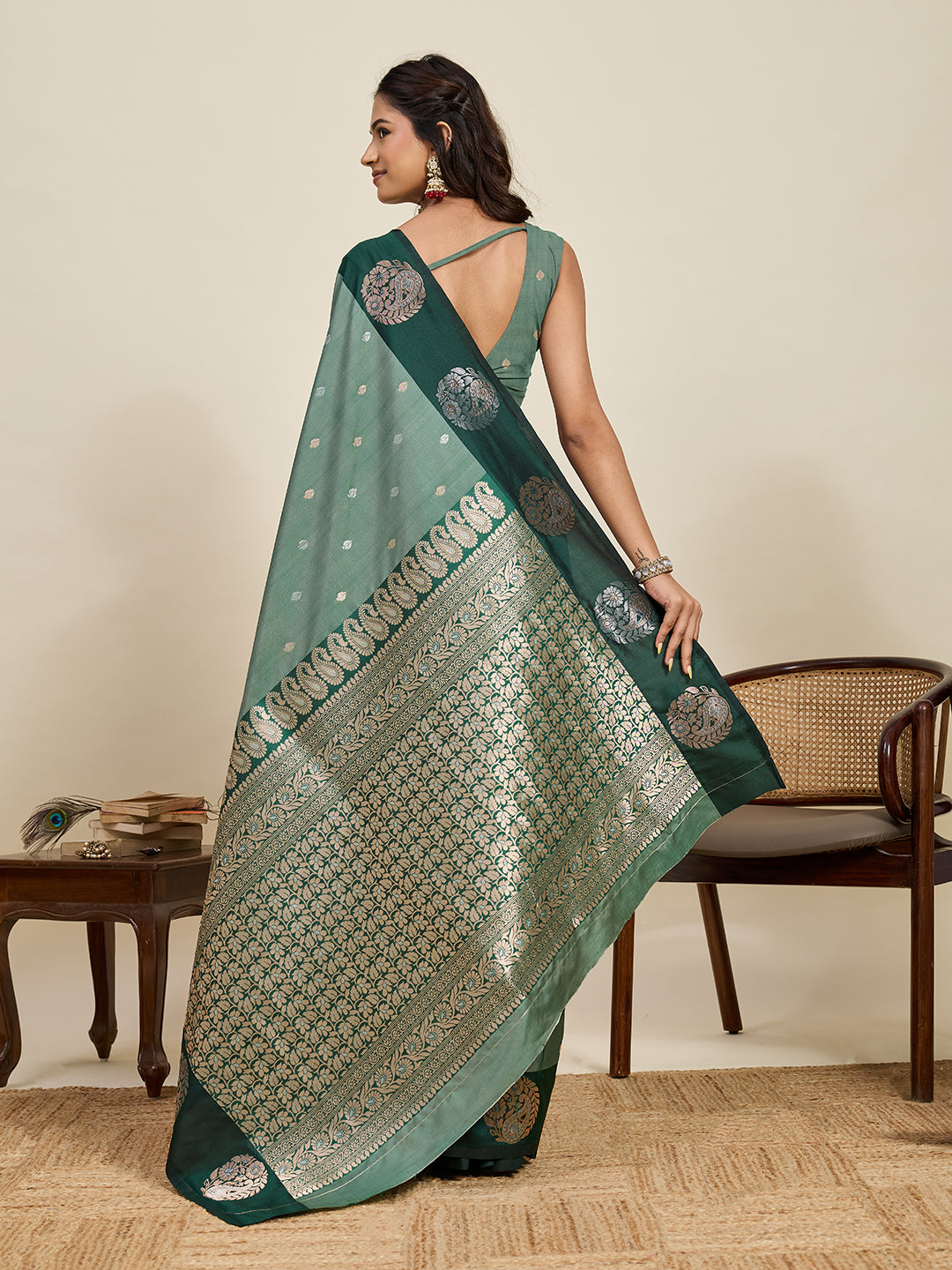 Pista Green Soft Silk Saree With Silver Banarasi Zari Weaving Work | Festive Wear – JaipurSaaj