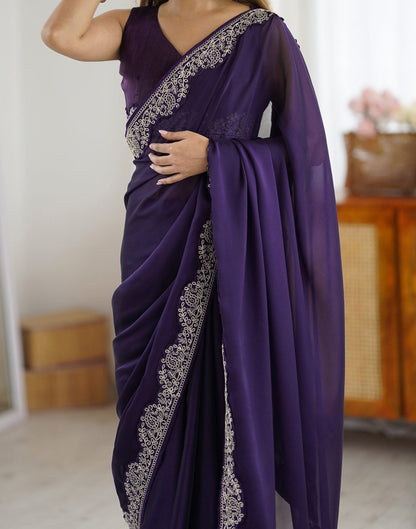 Purple Fancy Rangoli Silk Saree Coding Work