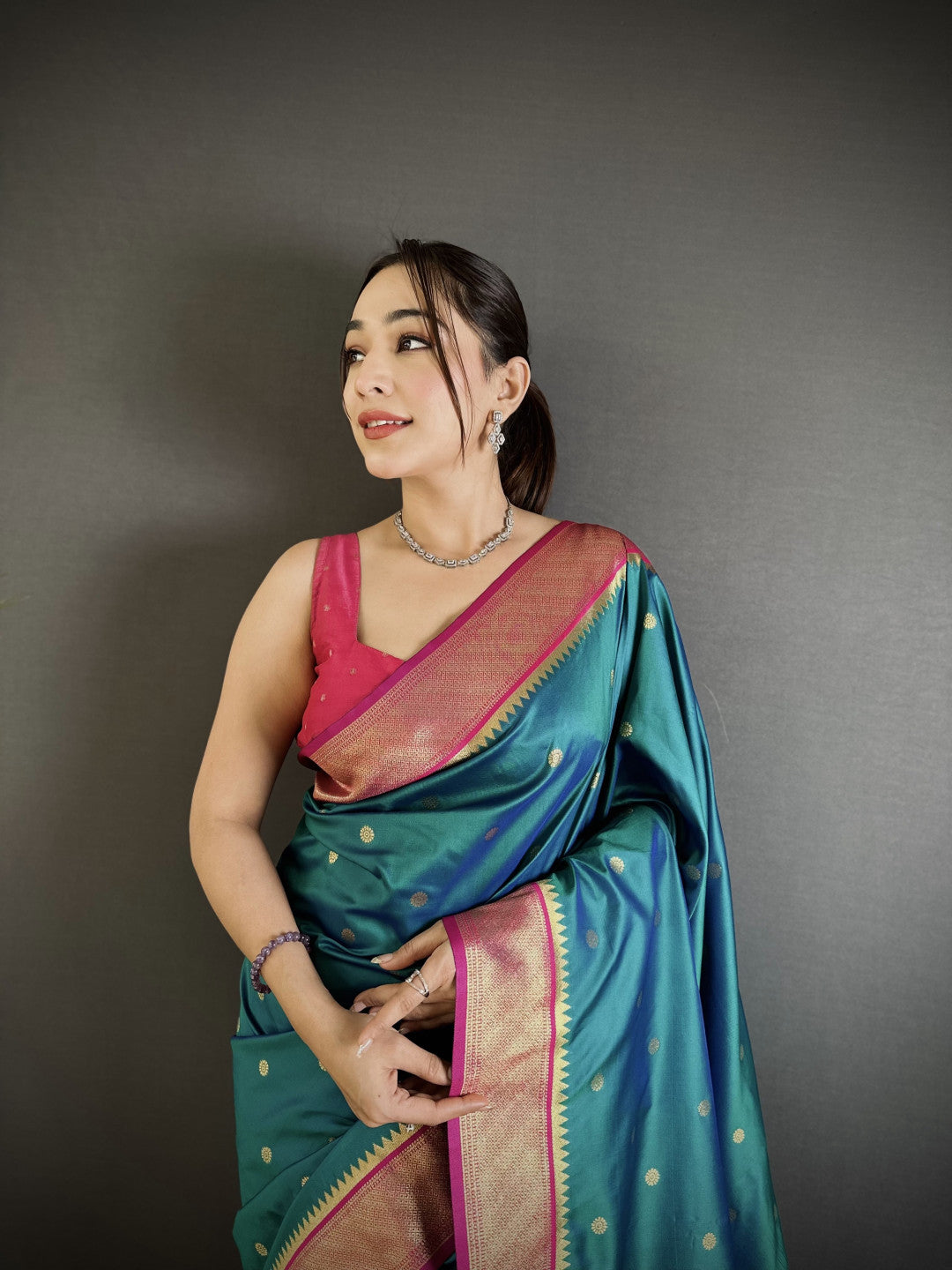 Rama Green Paithani Lichi Silk Saree With Zari Weaving Work | Festive & Wedding Wear – JaipurSaaj