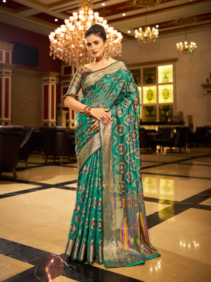 Rama Green Green Organza Silk Saree with Zari Weaving Work | Wedding & Festive Wear – JaipurSaaj