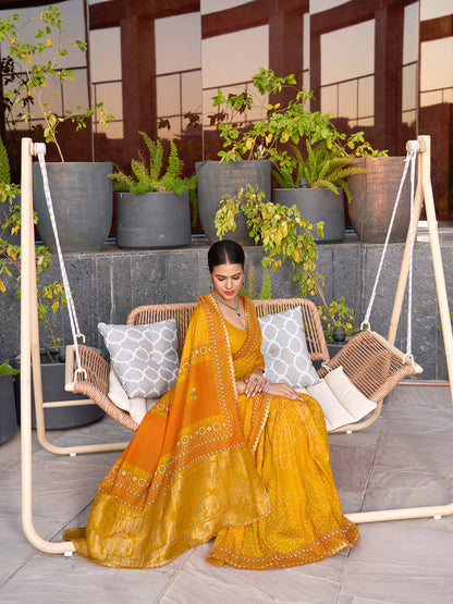 Yellow Soft Cotton Saree With Unique Table Printed & Lace Border | Stylish Wedding Wear Saree – JaipurSaaj