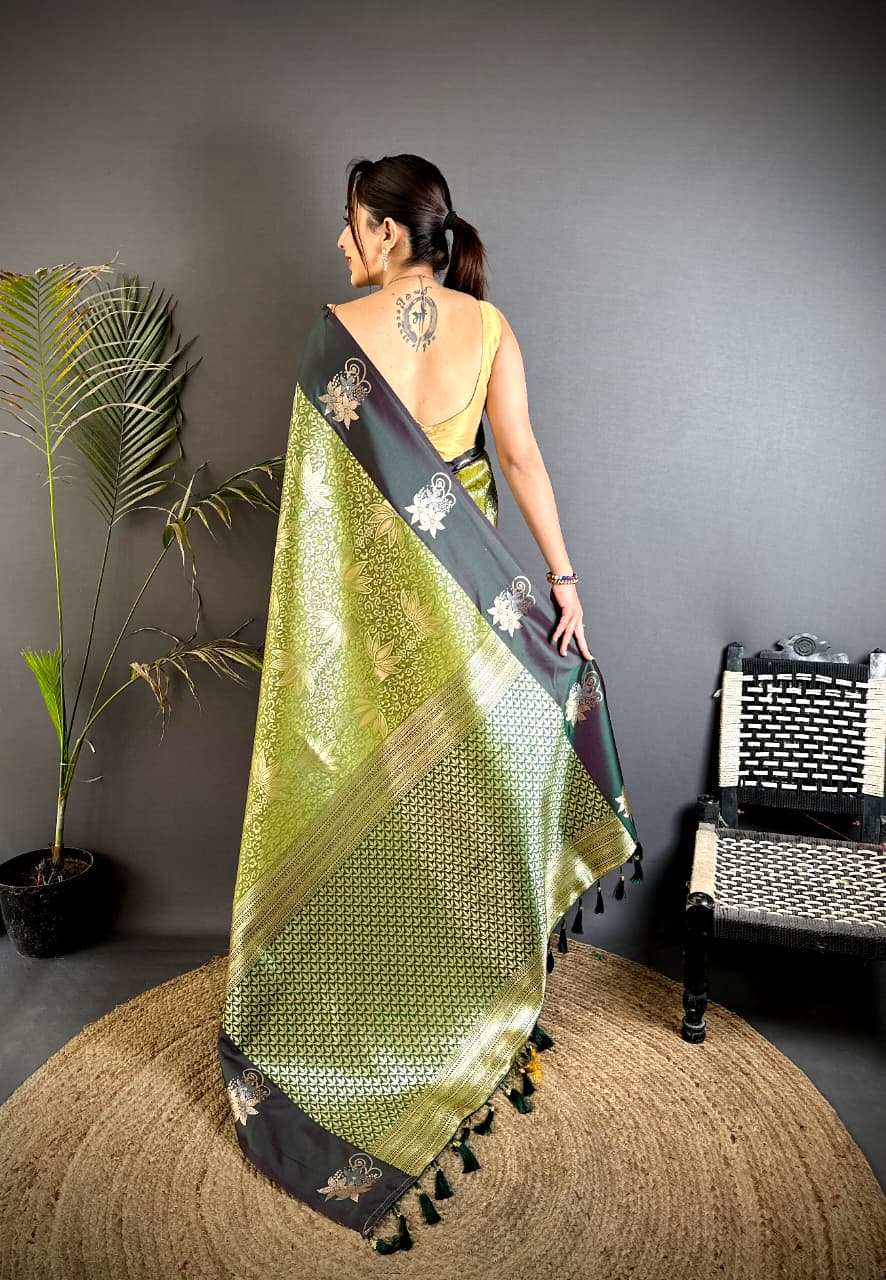 Mehndi Green Premium Soft Silk Saree With Zari Weaving Work | Wedding & Festive Wear – JaipurSaaj