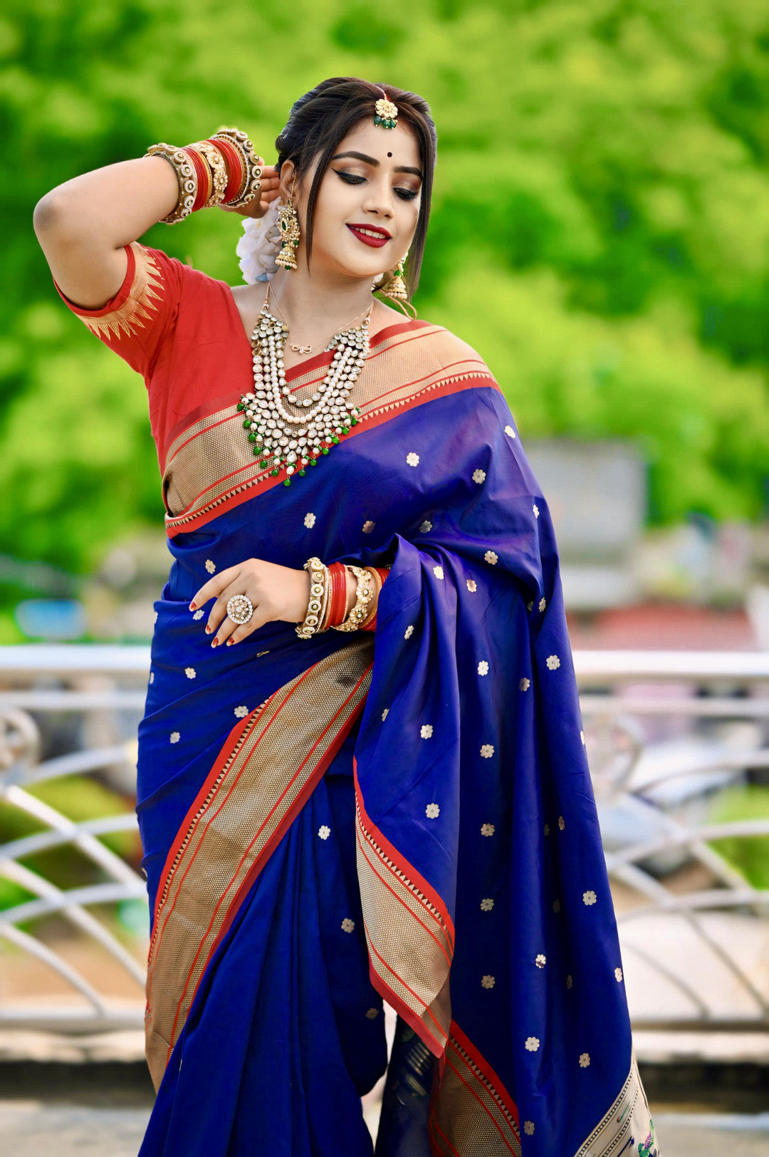Dark Navy Blue Paithani Silk Saree With Zari Weaving Work | Bridal Wedding Wear – JaipurSaaj