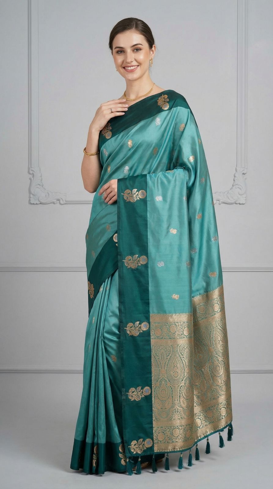 Sea Green Premium Banarasi Soft Silk Saree With Zari Weaving Work | Wedding & Festive Wear – JaipurSaaj