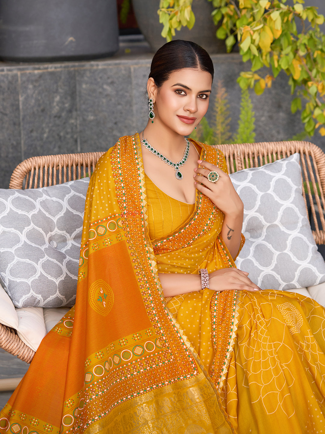 Yellow Soft Cotton Saree With Unique Table Printed & Lace Border | Stylish Wedding Wear Saree – JaipurSaaj