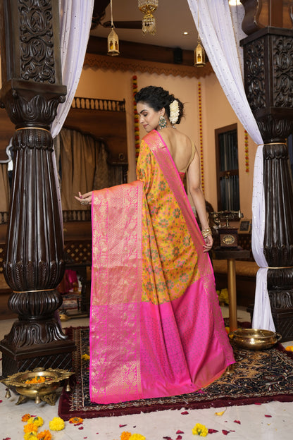 Yellow Soft Cotton Saree With Woven Design | Traditional Festive Ethnic Wear – JaipurSaaj