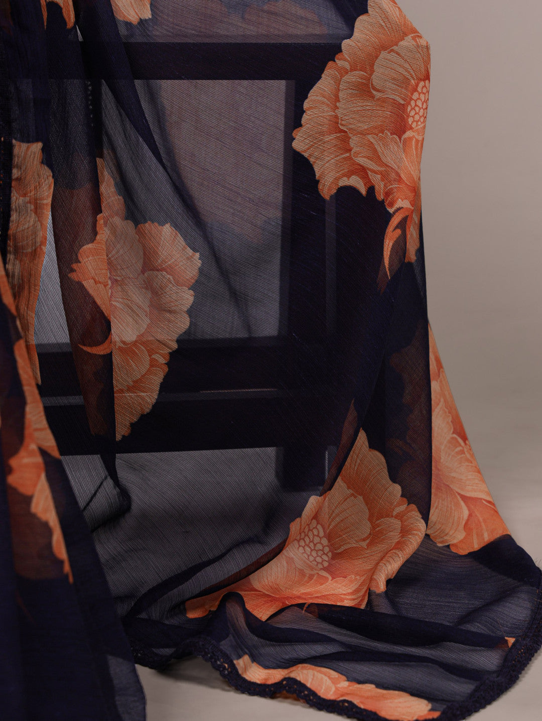 Magenta Chiffon Saree with Floral Printed Work & Lace Border | Designer Party Wear – JaipurSaaj