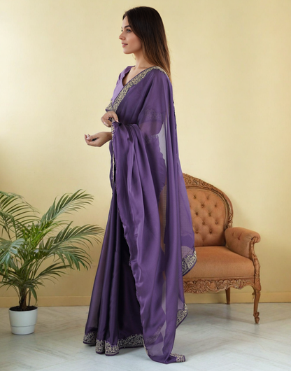 Lavender Fancy Rangoli Silk Saree Coding Work