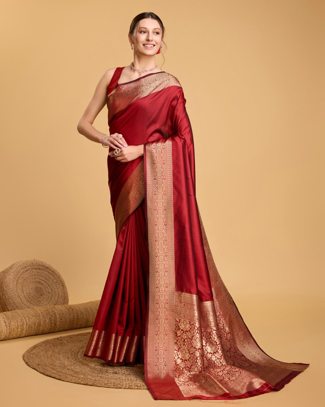 Red Color Soft Kanchipuram Silk Saree With Zari Weaving Work | Bridal Wedding & Festive Wear – JaipurSaaj