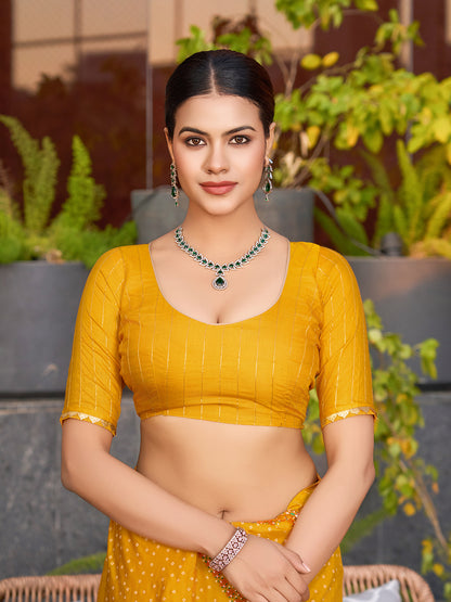Yellow Soft Cotton Saree With Unique Table Printed & Lace Border | Stylish Wedding Wear Saree – JaipurSaaj