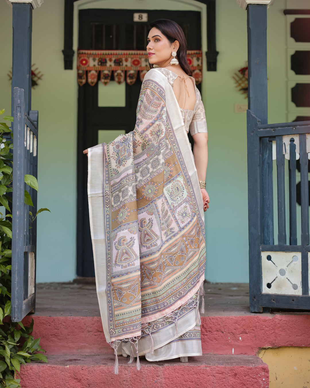Multi Color Digital Printed Linen Cotton Saree | Summer Special Casual & Office Wear – JaipurSaaj