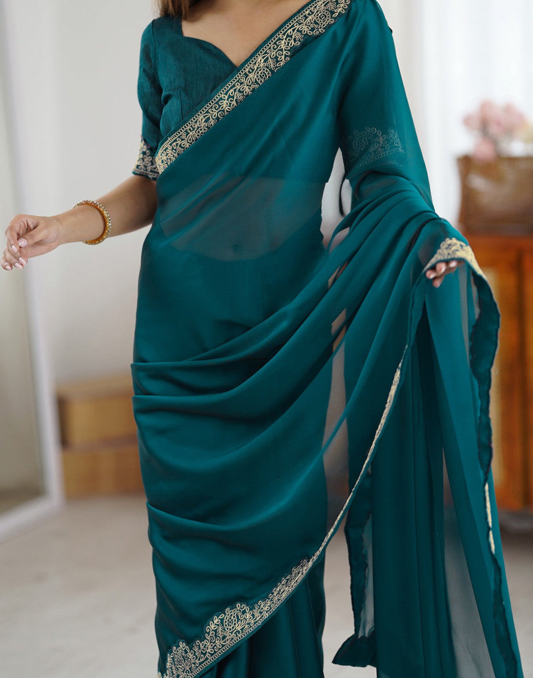 Rama Green Fancy Rangoli Silk Saree Coding Work